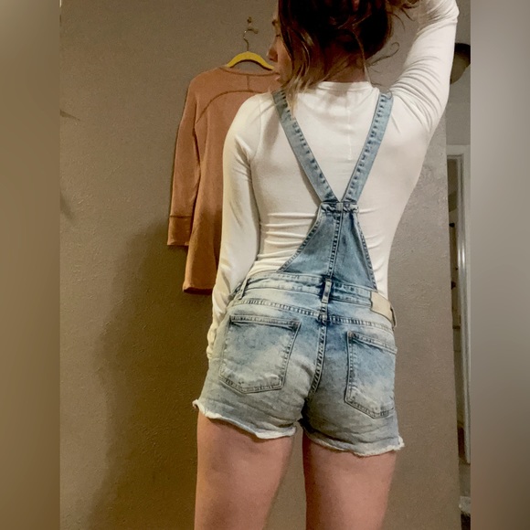 ZARA Trafaluc Denim Makers Overall Shorts Size Small - Picture 3 of 9